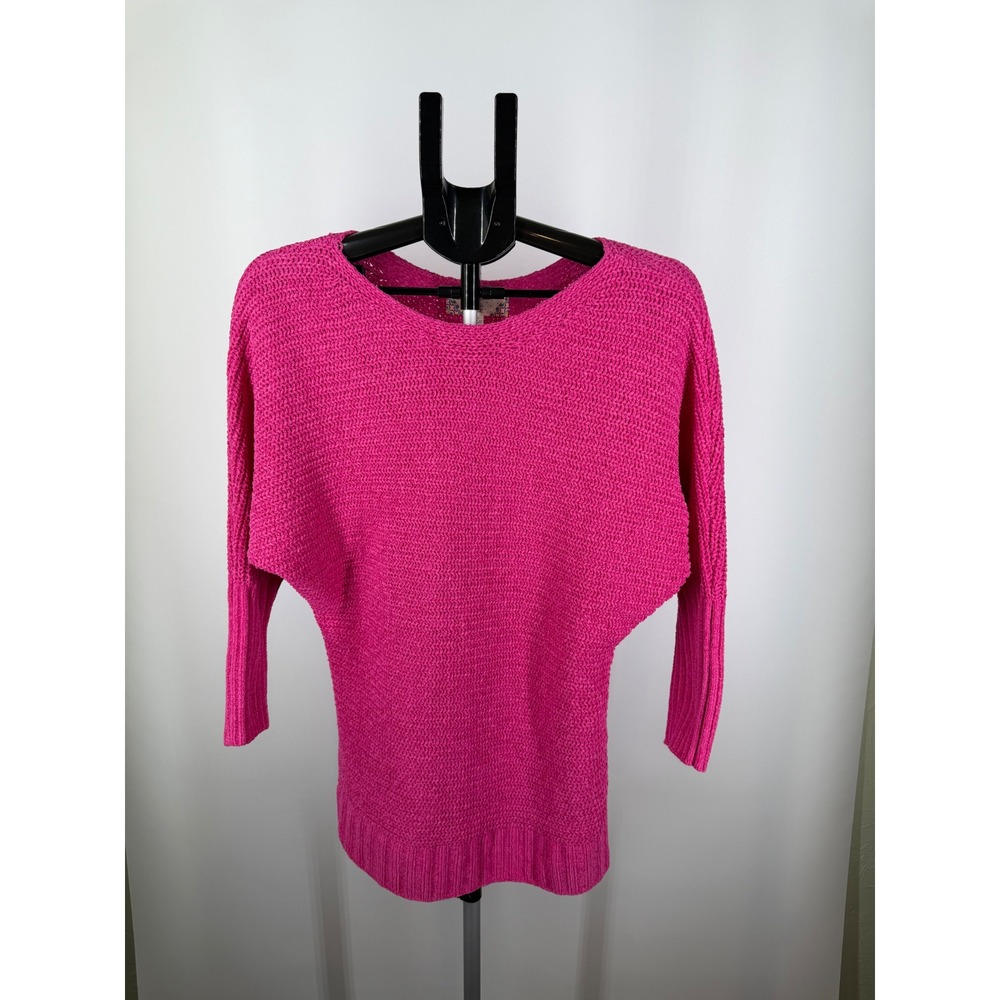 Pink Rose Womens Fuchsia Pink Dolman Sleeve Knit Sweater Size M
